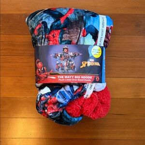 Marvel Spider-Man Oversized Plush Hoodie - Red and Blue